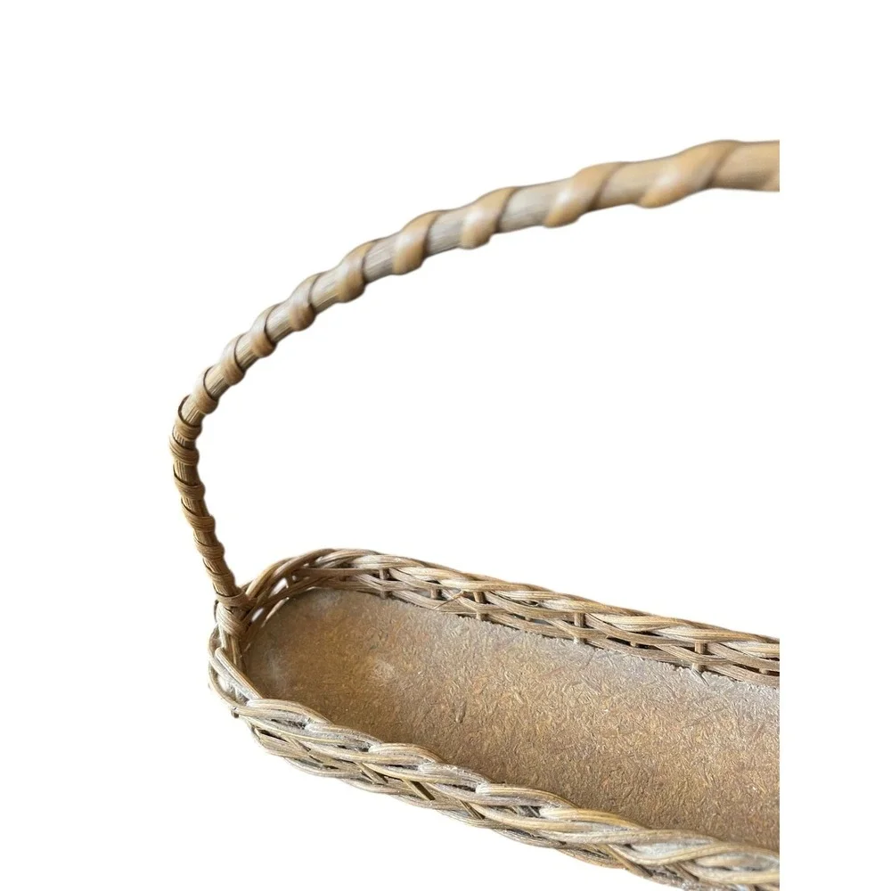 Small Long‎ Wicker Basket w Handle Rustic Farmhouse Decor 10